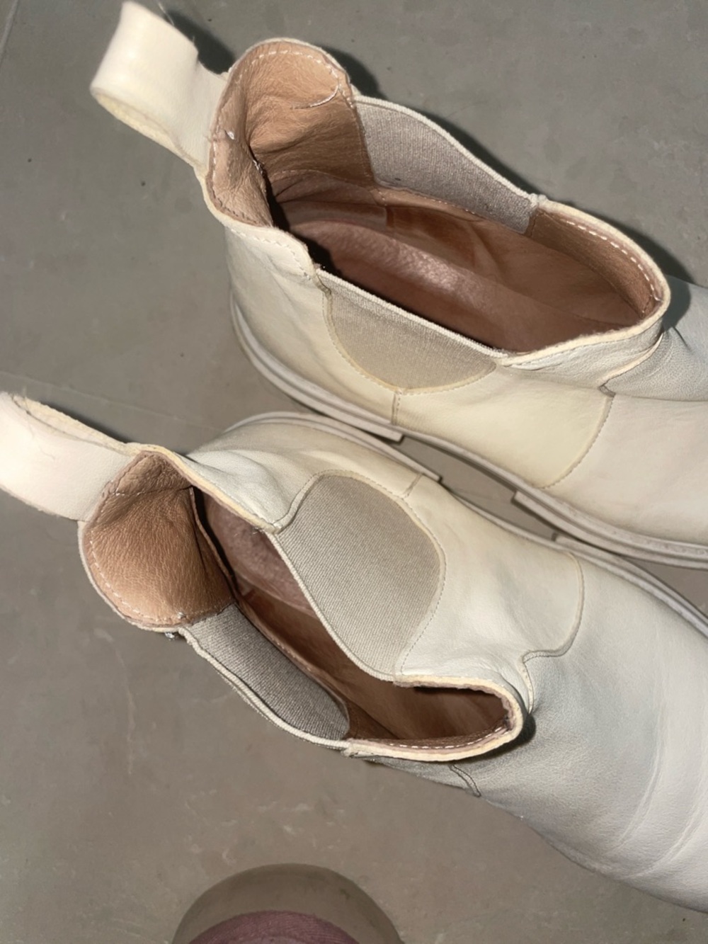 Free People Cream Leather Chelsea Platform Booties - Picture 5 of 7